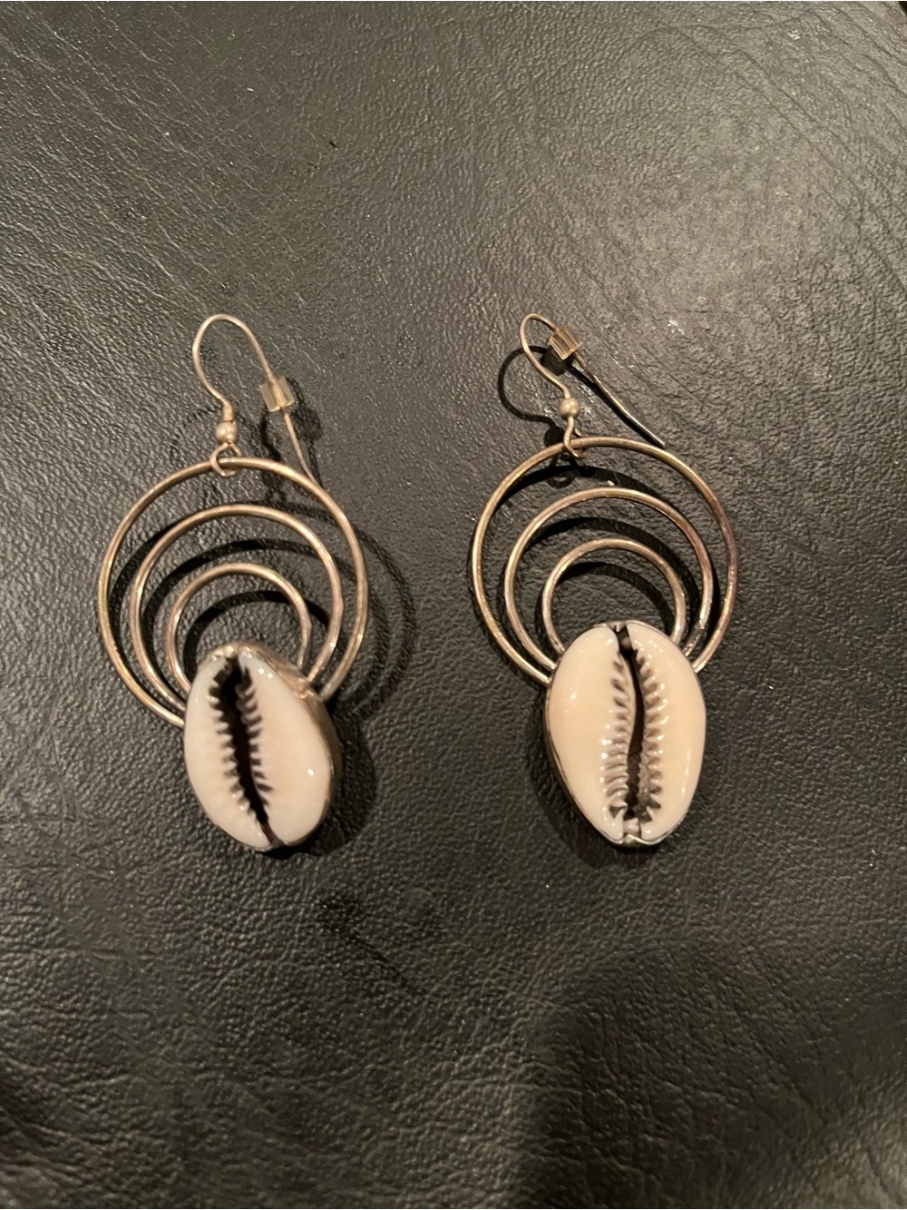 Handmade Cream Cowrie Shell Hoop Drop Earrings